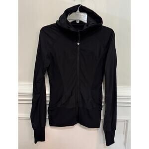 Lululemon In Flux Reversible Zip Up Black Hoodie Jacket Size 6 Swift Tight Fit